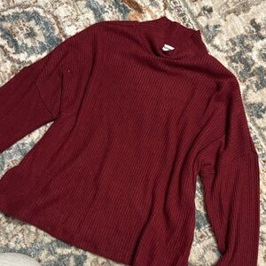 Garage maroon mock neck long sleeve shirt